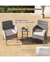 2 Pieces Outdoor Pe Rattan Armchairs with Cozy Seat Cushions