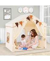 3-4 Kids Large Play Tent House with 2 Opening Doors and Star Lights