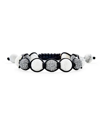 Bling Jewelry Black Pave Crystal Ball Bracelet Black Cord String Adjustable