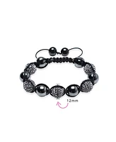 Bling Jewelry Purple Pave Crystal Ball Beads Bracelet Black Cord String Adjustable