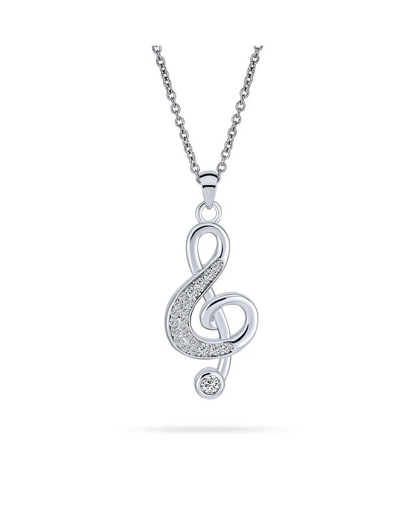 Bling Jewelry Music Teacher Student Treble Clef Pendant Necklace with Cz Musical Note