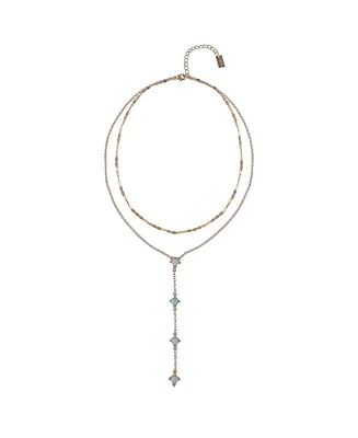 Rachel Rachel Roy 2 Row Y Necklace with Amazonite Accents