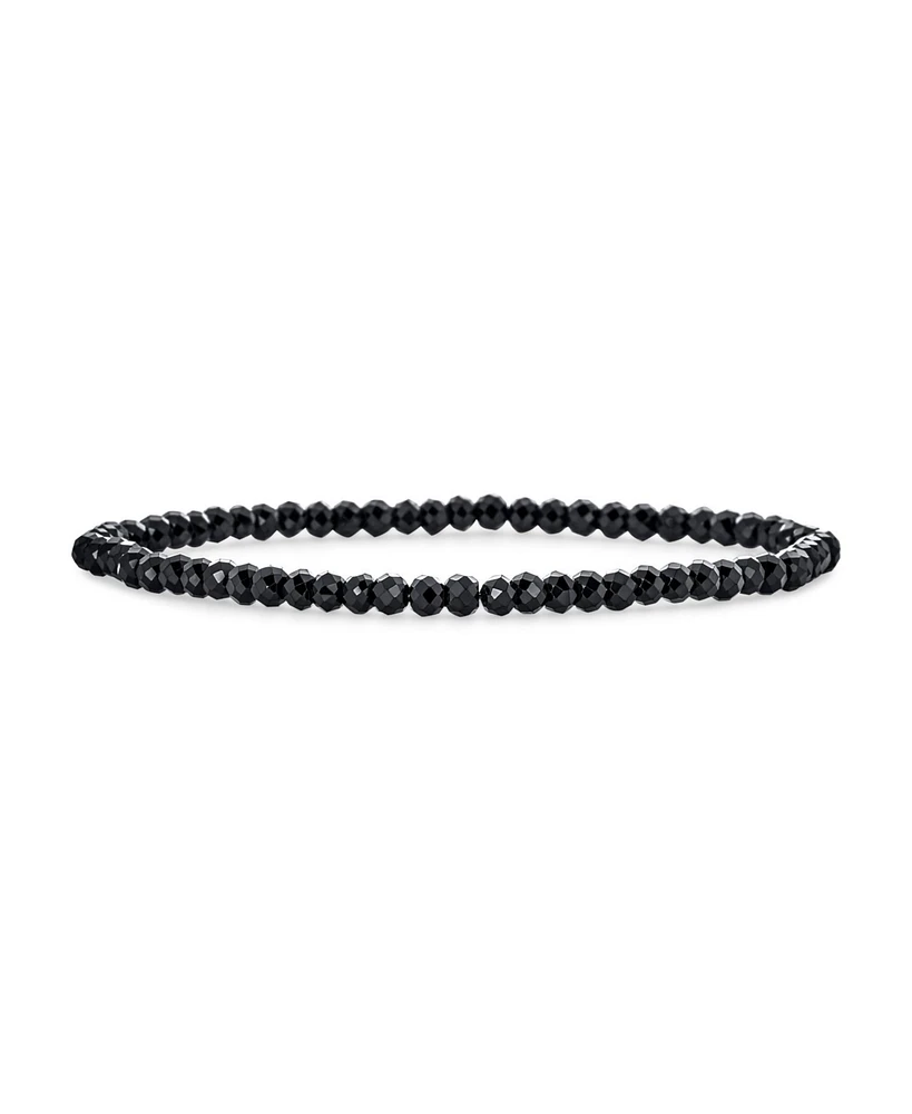 Bling Jewelry Dainty Natural Stone Multi-Strand Seed Bead Stretch Bracelet with Caviar Rondell Beads