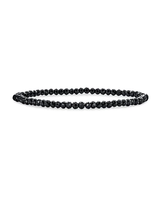 Bling Jewelry Dainty Natural Stone Multi-Strand Seed Bead Stretch Bracelet with Caviar Rondell Beads
