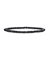 Bling Jewelry Dainty Natural Stone Multi-Strand Seed Bead Stretch Bracelet with Caviar Rondell Beads
