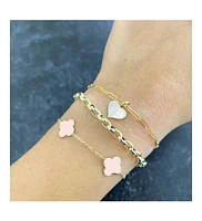 The Lovery Small Pink Pearl Clover Bracelet 14K Gold