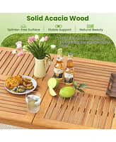 6-Person Outdoor Acacia Wood Rectangular Bistro Dining Table