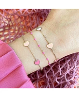 The Lovery Pink Mixed Heart Station Bracelet 14K Gold