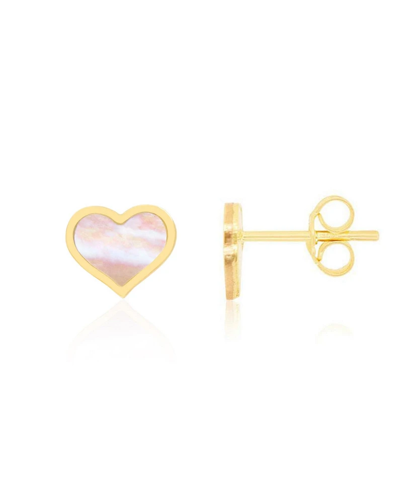 The Lovery Large Mother of Pearl Heart Stud Earrings 14k Gold