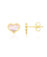 The Lovery Large Mother of Pearl Heart Stud Earrings 14k Gold