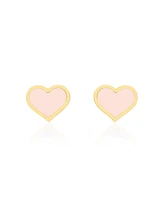 The Lovery Large Pink Pearl Heart Stud Earrings 14K Gold