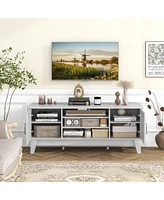 Farmhouse Tv Stand with 2 Barn Door Cabinets Rustic Entertainment Center for Living Room