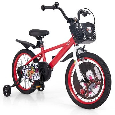Kids Adjustable Bike with Storage Basket Double Brake Safe Stylish Bicycle for Ages 4-8 Years Old