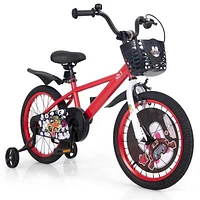 Kids Adjustable Bike with Storage Basket Double Brake Safe Stylish Bicycle for Ages 4-8 Years Old