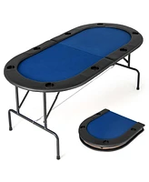 8-Player Texas Hold'em Foldable Poker Table Space-Saving Design with Cup Holders for Game Nights