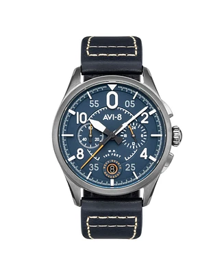 Avi-8 Men's Spitfire Lock Chronograph Leather Strap Watch