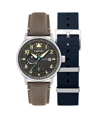 Avi-8 Men's Hawker Hurricane Mckellar Dual-Time Leather Strap Watch