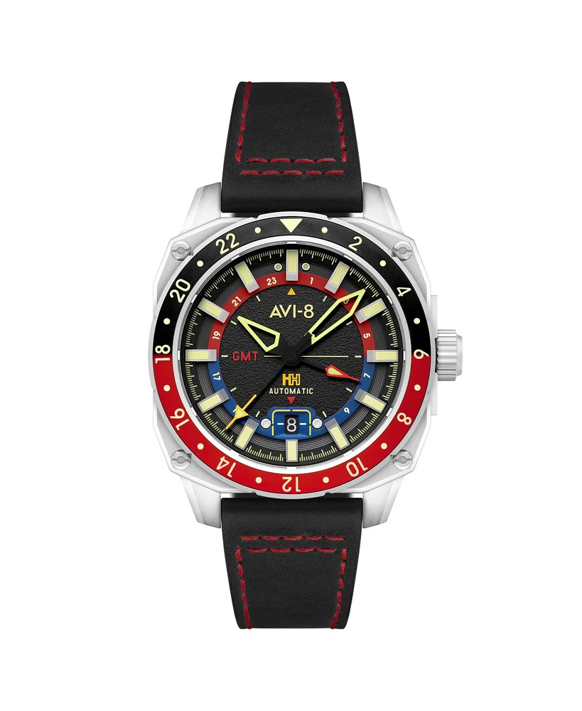 Avi-8 Men's Hawker Hunter Atlas Gmt Automatic Leather Strap Watch