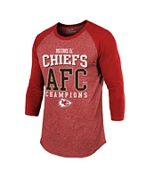 Majestic Men's Red Kansas City Chiefs 2024 Afc Champions 3/4-Sleeve Raglan Tri-Blend T-Shirt