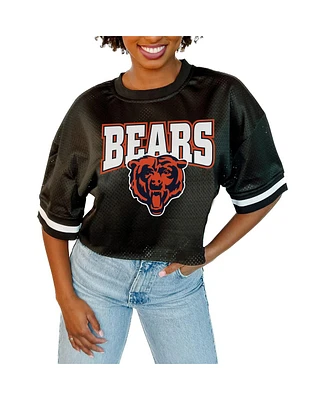 Gameday Couture Women's Black Chicago Bears Mesh Fashion Cropped Jersey Top
