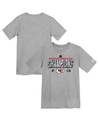 Nike Preschool Heather Gray Kansas City Chiefs 2024 Afc Champions Locker Room Trophy Collection T-Shirt