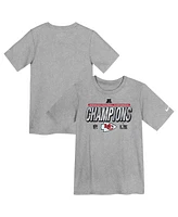 Nike Preschool Heather Gray Kansas City Chiefs 2024 Afc Champions Locker Room Trophy Collection T-Shirt