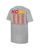 Fanatics Big Boys and Girls Heather Gray Kansas City Chiefs Super Bowl Lix Roster T-Shirt