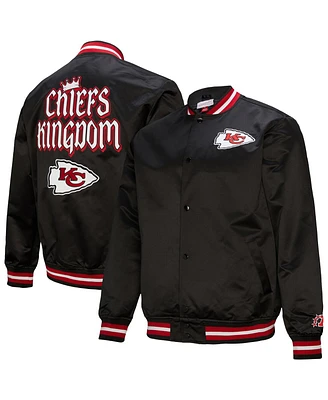 Mitchell & Ness Men's Black Kansas City Chiefs Double Down Satin Full-Snap Jacket