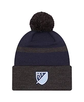 New Era Men's Blue Sporting Kansas City 2025 Kickoff Cuffed with Pom Knit Hat