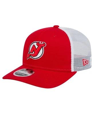 New Era Men's Red/White New Jersey Devils Core Trucker 9SEVENTY Stretch-Snap Hat