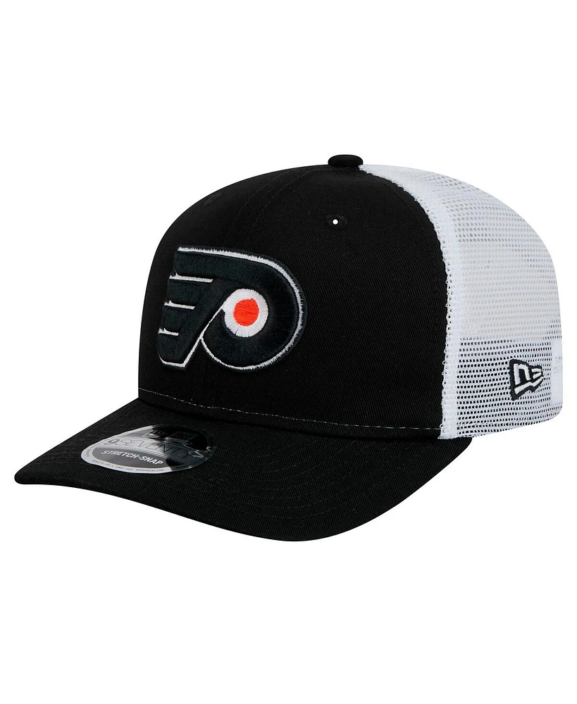 New Era Men's Black/White Philadelphia Flyers Core Trucker 9SEVENTY Stretch-Snap Hat