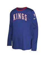 Nike Big Boys and Girls Blue Sacramento Kings 2024/25 City Edition Pregame Performance Long Sleeve Shooting T-Shirt