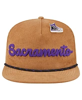 New Era Men's Tan Sacramento Kings Victory Grove Corduroy Sneaker Pin Golfer Snapback Hat