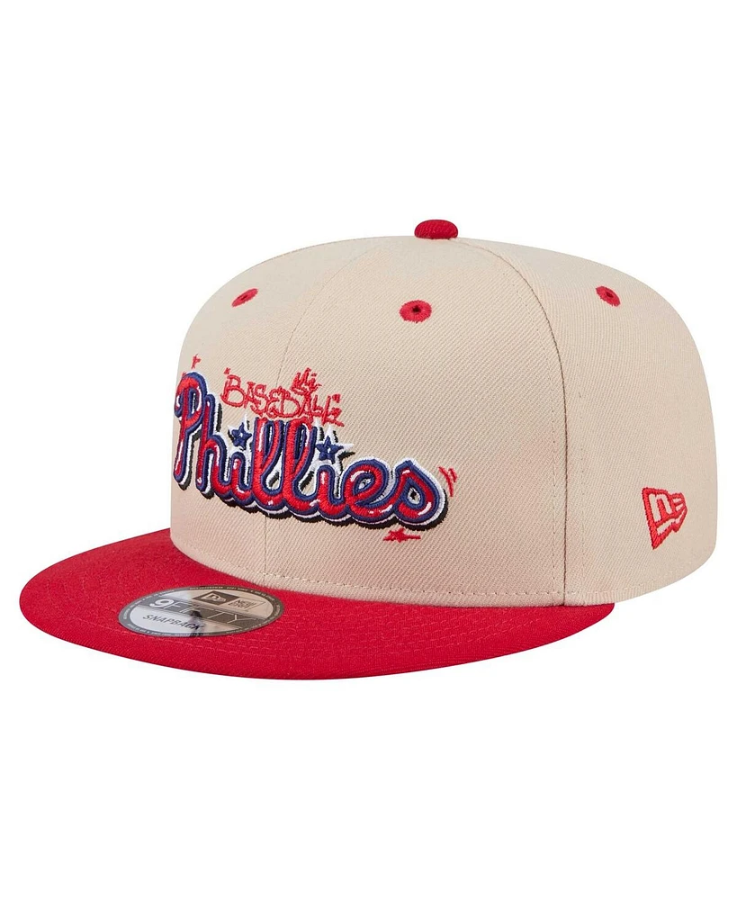 New Era Men's Cream/Red Philadelphia Phillies Team Art 9FIFTY Snapback Hat