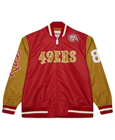 Mitchell & Ness Men's Jerry Rice Scarlet San Francisco 49ers Retired Player Graphic Full-Zip Satin Jacket