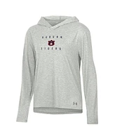 Under Armour Women's Heather Gray Auburn Tigers Super-Soft Breezy Long Sleeve Tri-Blend Hoodie T-Shirt