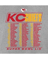 Fanatics Men's Heather Gray Kansas City Chiefs Super Bowl Lix Big Tall Roster T-Shirt