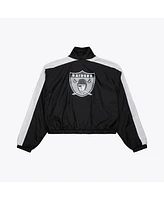 Mitchell & Ness Women's Black Oakland Raiders Nylon Cropped Full-Zip Jacket