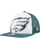 New Era Big Boys and Girls White/Green Philadelphia Eagles Distressed 9FIFTY A-Frame Snapback Hat