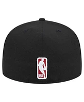 New Era Men's Black Miami Heat Sport Night Script Sided 59FIFTY Fitted Hat