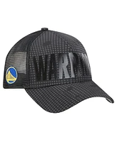 New Era Men's Black Golden State Warriors Midnight Ink Tonal A-Frame Trucker 9FORTY Adjustable Hat