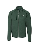 Cutter & Buck Men's Heather Green Philadelphia Eagles Mainsail Sweater-Knit Full-Zip Jacket