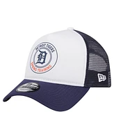 New Era Men's White/Navy Detroit Tigers Spring Training Circle Foam A-Frame 9FORTY Trucker Adjustable Hat