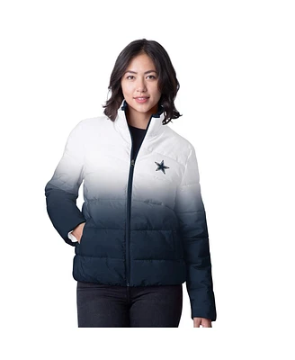 G-iii 4her By Carl Banks Women's White Dallas Cowboys Overtime Ombre Full-Zip Puffer Jacket