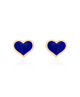 The Lovery Large Lapis Heart Stud Earrings 14k Gold