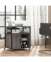 File Cabinet on Wheels with Charging Station and Cable Management Hole for Organized Convenient Office Storage