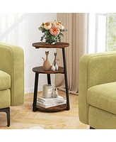 3-Tier Round Accent Side Table with Storage Shelves for Living Room or Bedroom