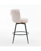 Set of 2 Swivel Bar Stools – Upholstered Chairs with Metal Accents for Kitchen Island, Home Bar, or Dining Room-The Pop