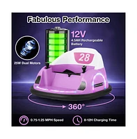 12V 360° Ride on Bumper Car for Toddlers with Remote Control