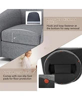 Swivel Barrel Chair with Ottoman Footrest Curved Backrest & Armrests Living Room